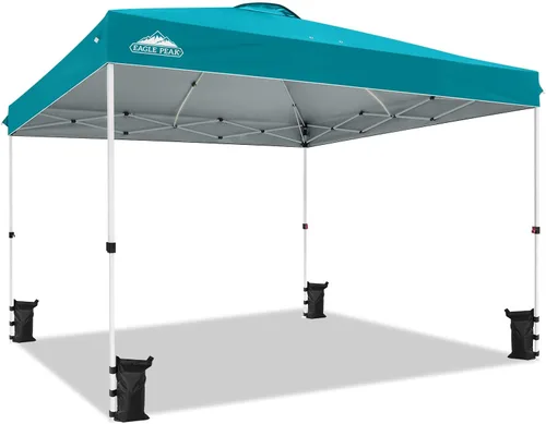 Miniatura 407 de EAGLE PEAK Tienda de campaña desplegable con bolsa de transporte con ruedas, 8 estacas, 4 cuerdas, 4 bolsas de peso, toldo de tienda de campaña