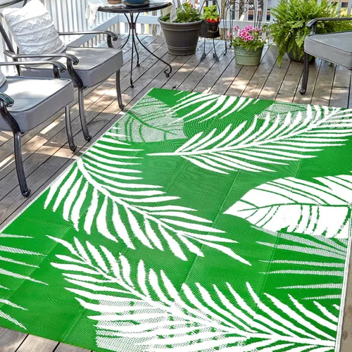 Miniatura 20 de Alfombra Impermeable para Exteriores 9x12 pies, Tapete de Paja de Plástico Reversible Boho para Patio RV Terraza Porche Patio Trasero Balcón Camping