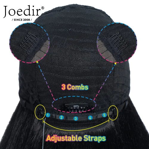 Miniatura 9 de Joedir Peluca de 36 pulgadas súper larga recta ligera Yaki pelucas sintéticas de encaje frontal pelucas para mujeres NTHL1B/99J/118