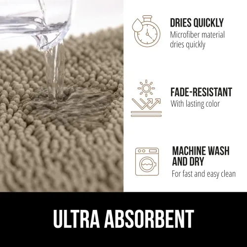 Miniatura 3 de Gorilla Grip Alfombra de baño y bañera de felpilla, tamaño 24 x 17 pulgadas, color beige, tamaño de la alfombra de baño 35 x 16 pulgadas