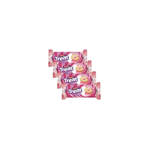 Britannia Treat Buzzy - Galletas de sándwich de fresa 4.23 onzas (4.23 oz) – Snacks de desayuno y té – Deliciosas galletas de comestibles (paquete