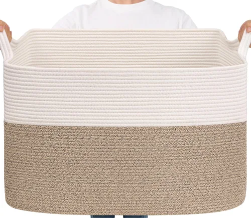 Miniatura 48 de Goodpick Cesta Grande de Almacenamiento de Juguetes, Cestas de Cuerda de Algodón Gris Contenedor de Almacenamiento de Juguetes para Bebé, Niños