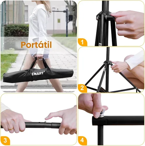 Miniatura 5 de Kit de soporte para telón de fondo EMART, marco ajustable de 8.5 x 10 pies para fotografía, soporte de fondo para pancarta de sesión de fotos