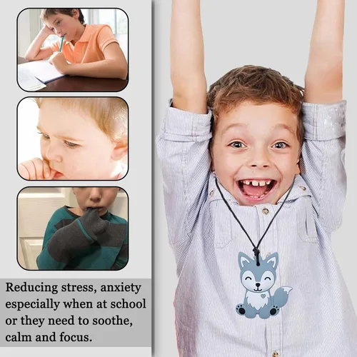 Miniatura 3 de Collares Masticables para Niños Sensoriales, Juguetes Sensoriales para Niños con Autismo, TDAH, TEP, Paquete de 6 Collares Masticables para Alivio