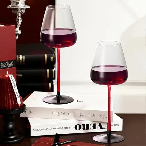 Miniatura 6 de KAMMAK Juego de 2 copas de vino de 11.49 onzas, de cristal soplado a mano, borde fino y tallo largo, perfectas para rojo y blanco, uso diario