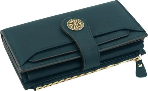 Miniatura 5 de Travelambo Cartera de mano de cuero genuino encerado de gran capacidad para mujer con bloqueo RFID