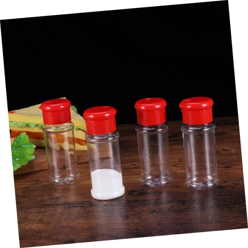 Miniatura 9 de UPKOCH Contenedor de polvo transparente Contenedor de plástico para almacenar pimienta, sal y pimienta, salero y pimienta, 10 uds
