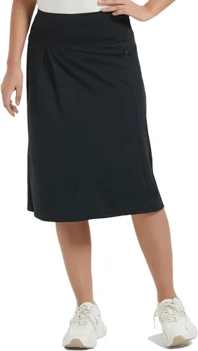 Miniatura 3 de NOOYME Falda pantalón de 28 pulgadas para mujer con 3 bolsillos, modesta, longitud hasta la rodilla, atlética, midi