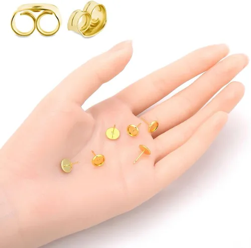 Miniatura 2 de Adabele - 20 piezas hipoalergénicas resistentes al deslustre, chapados en oro amarillo de 18 quilates, bandeja de bisel para aretes redondos