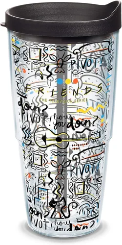 Miniatura 13 de Tervis Traveler Friends Pattern Vaso de Viaje Térmico con Aislamiento de Triple Pared Mantiene las Bebidas Frías y Calientes, 20oz, Acero Inoxidable