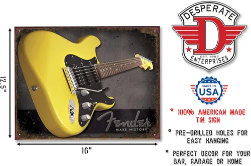 Miniatura 2 de Fender Guitarra Make History - Letrero de lata (15.7 x 12.2 in), diseño de S2543