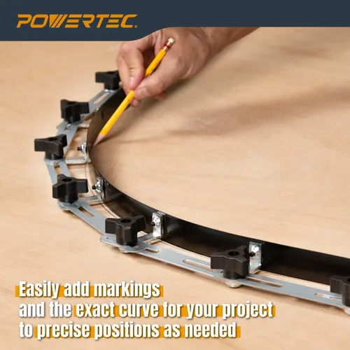 Miniatura 5 de POWERTEC Regla de plantilla de curva flexible de 107 pulgadas, curva de madera, tira de perfiles de carpintería, herramienta de plantilla de acero