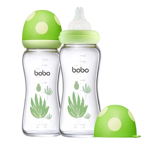 Miniatura 43 de YOHKOH Biberón de vidrio natural con pezón de flujo lento de nivel 1, biberones anticólicos para recién nacidos, botella de vidrio de cuello ancho