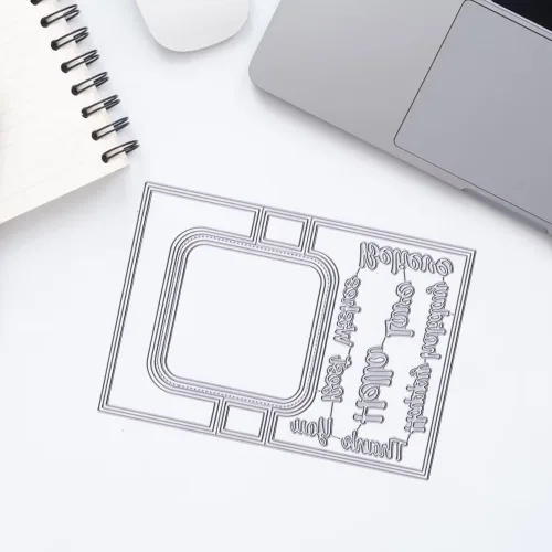 Miniatura 4 de Troqueles de corte en forma de tarjeta 3D para hacer tarjetas, forma rectangular, mariposa, troqueles, hola, gracias, palabras, estampado