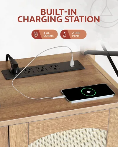 Miniatura 5 de DWVO Farmhouse - Soporte de TV para televisores de 65 pulgadas, centro de entretenimiento LED con almacenamiento, consola de TV con tomas