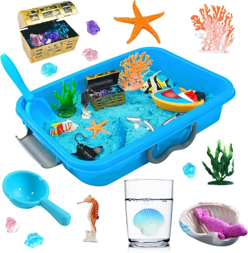 Miniatura 8 de AGENTLAN Axolotl - Cubo sensorial de ajolotl, juguetes sensoriales con arena de juego para niños y niñas, kit de arena de regalo para niños de 3, 4