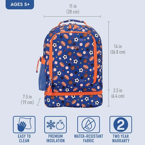 Miniatura 5 de Bentgo Kids Prints, 2 en 1, Mochila y lonchera aislada