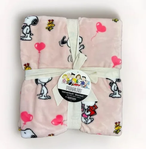 Miniatura 4 de Berkshire Blanket & Home Co. Peanuts Gang - Mantas y mantas de felpa de San Valentín (gris con puntos y personajes, manta de 60 x 70 pulgadas)