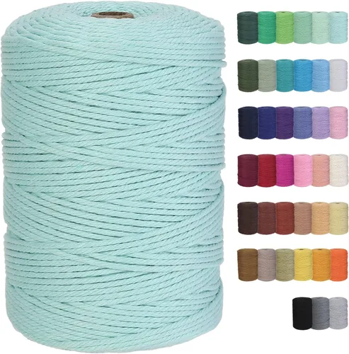 Miniatura 14 de Cuerda de macramé de algodón de 3 mm x 109 yardas, suministros de macramé de color natural, cuerda de algodón suave para colgar plantas, colgante