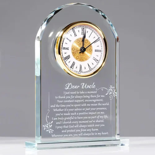 Miniatura 9 de YWHL Regalos de cumpleaños para mujeres y hombres, regalo significativo de agradecimiento para mujeres, reloj de mesa de vidrio grabado con láser