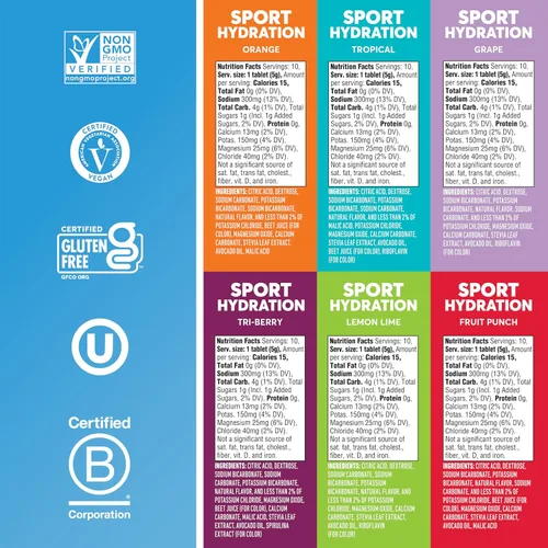 Miniatura 5 de Tabletas de electrolitos Nuun Sport con magnesio, calcio, potasio, cloruro y sodio, sin gluten y veganas, sabores mixtos, paquete de 6