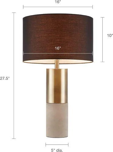 Miniatura 6 de Hampton Hill Fulton - Lámpara de escritorio, mesita de noche para dormitorio, luz moderna de metal de lujo, base de hormigón, pantalla de tambor
