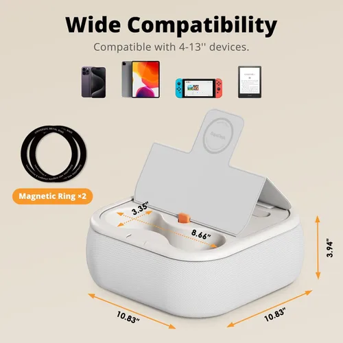 Miniatura 5 de SupeDesk Soporte magnético de almohada para tableta, soporte de regazo para tablet con dos anillos magnéticos, compatible con teléfonos de 4 a 13