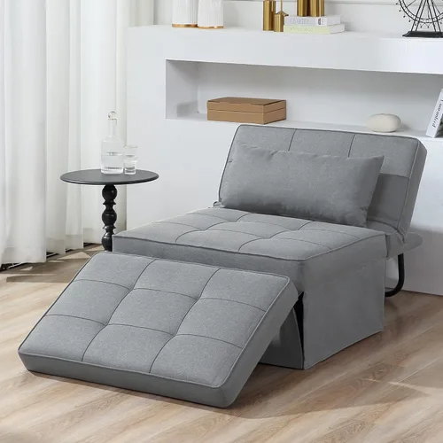 Miniatura 10 de BIGSYY Sofá Cama, 4 en 1 Otomana Plegable Multifunción de Lino Transpirable Cama Sofá con Respaldo Ajustable Silla Convertible Moderna para Sala