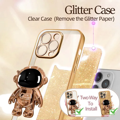 Miniatura 69 de Buleens Funda para iPhone 11 Pro Max Astronauta, Fundas Transparentes para iPhone 11 ProMax con Papel con Purpurina y Soporte de Astronauta, Mujeres