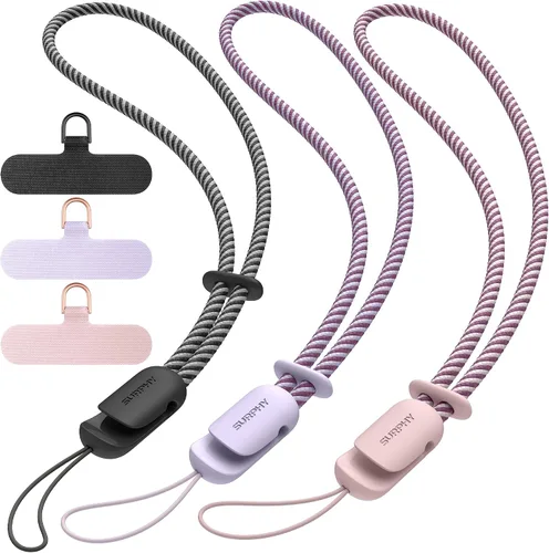 Miniatura 26 de SURPHY Paquete de 3 correas de muñeca para teléfono con lengüeta de sujeción para teléfono celular, correa para teléfono celular, correa para A