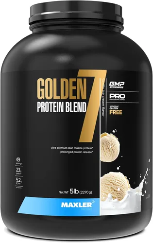 Miniatura 7 de Maxler Golden 7 Protein Blend - Proteína en polvo para ganancia muscular y recuperación - Polvo de proteína de vainilla de 2 libras