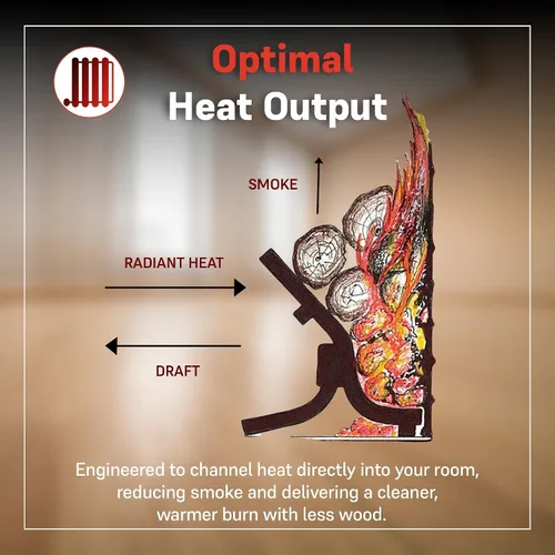 Miniatura 5 de Grate Wall of Fire Rejilla para chimenea modelo S-5 de alta eficiencia sin humo, 21 pulgadas de ancho, 12 pulgadas de alto, 11 pulgadas