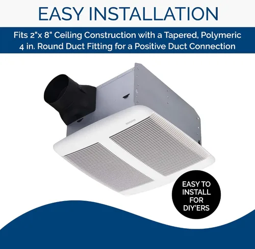 Miniatura 6 de Broan-NuTone Ventilador de ventilación con altavoz Bluetooth SPK110, certificado ENERGY STAR, 110 CFM, 1.0 Sones, blanco