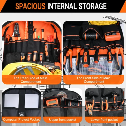 Miniatura 4 de Mochila Bolsa de herramientas - Mochila de herramientas LOKASS Organizador de herramientas resistente, mochila de herramientas HVAC resistente al