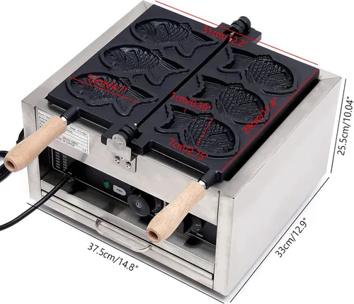 Miniatura 4 de Pescado en forma de Taiyaki Maker Máquina de gofres en forma de pescado de acero inoxidable Moldes para hornear antiadherentes Máquina de gofres