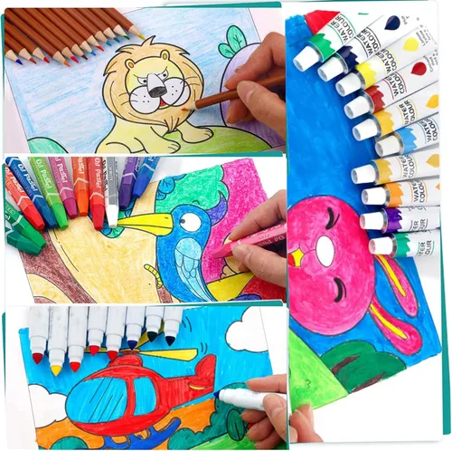 Miniatura 7 de KINSPORY Kit de suministros de arte de lujo para niños, niñas, adolescentes, de 5 a 12 años, con bloc de bocetos, acuarelas, crayones, lápices, Azul