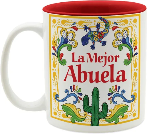 E.H.G. - Taza La Mejor Abuela Gifts de alta calidad, cerámica duradera de 12 onzas, acabado esmaltado rojo, 3 x 3.75 x 5 pulgadas, regalos únicos