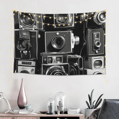 Miniatura 2 de FodPand Tapiz retro de la colección de cámaras geniales para decoración de dormitorio, telón de fondo de fiesta, tapiz estético para colgar