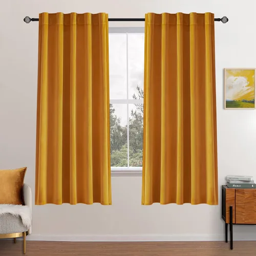 Miniatura 22 de MIULEE Cortinas de terciopelo de 84 pulgadas de largo, juego de 2 paneles para dormitorio, con pestaña trasera plisada, de lujo, aislamiento