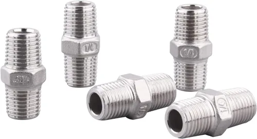 Miniatura 11 de Pezón hexagonal macho de 1/8 pulgadas NPT – Acero inoxidable 304 roscado para kit de preparación, aplicación de tubería casera (paquete de 5)
