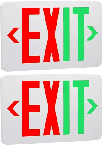 Miniatura 9 de OSTEK Señal de emergencia de salida LED, color rojo/verde, conmutable, estándar, batería de respaldo, lámpara LED doble, resistencia al fuego ABS