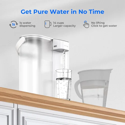Miniatura 4 de Waterdrop ED02W - Jarra eléctrica compacta con filtro de agua, dispensador potente instantáneo recargable de 200 galones, NSF/ANSI 42, 53, 401