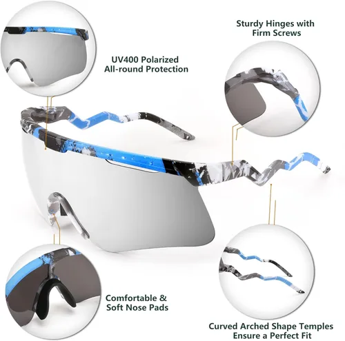 Miniatura 4 de FEISEDY Gafas de sol para hombres y mujeres, polarizadas grandes retro sin montura TR90 marco para béisbol, ciclismo, deportes B4073 Marco