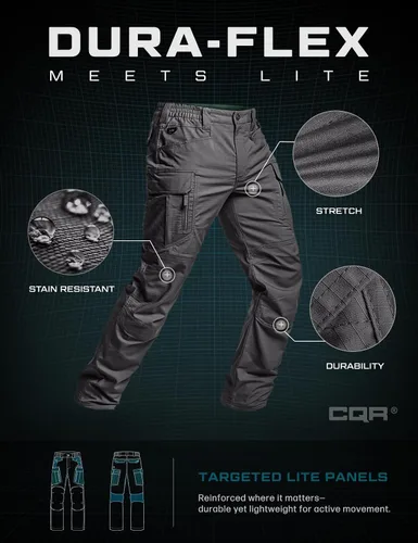 Miniatura 7 de CQR – Pantalones tácticos elásticos tipo cargo para hombre, resistentes al agua, de tela ripstop (antidesgarros), ligeros, ideales para uso diario