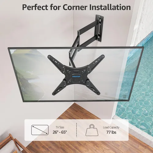 Miniatura 6 de MOUNTUP Soporte de pared para TV de brazo largo al aire libre para televisores de 26-65", soporte de movimiento completo resistente al agua y a