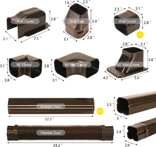 Miniatura 2 de GUEQUITLEX Kit de cubierta de línea de 3 pulgadas de ancho y 16.1 pies para aire acondicionado mini split marrón, kit de cubierta de línea de PVC