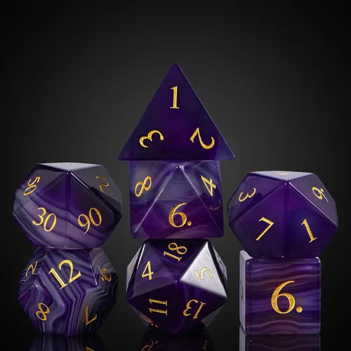 Miniatura 26 de UDIXI Juego de dados de piedras preciosas de amatista, dados DND de piedra de cristal D&D con estuche de regalo para juegos de rol y juegos de mesa