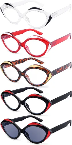 Eyekepper Paquete de 5 lentes de lectura ovalados para mujer Paquete de 5 colores variados.