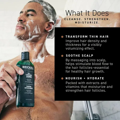 Miniatura 5 de Brickell - Rutina revitalizante diaria para el cuidado del cabello, set de champú y acondicionador para hombres, champú de aceite de menta y árbol