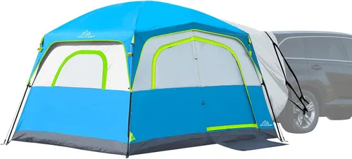 JELUCAMP Tiendas de campaña SUV para acampar impermeables para 6 personas, tienda de campaña familiar para coche con accesorio para puerta trasera